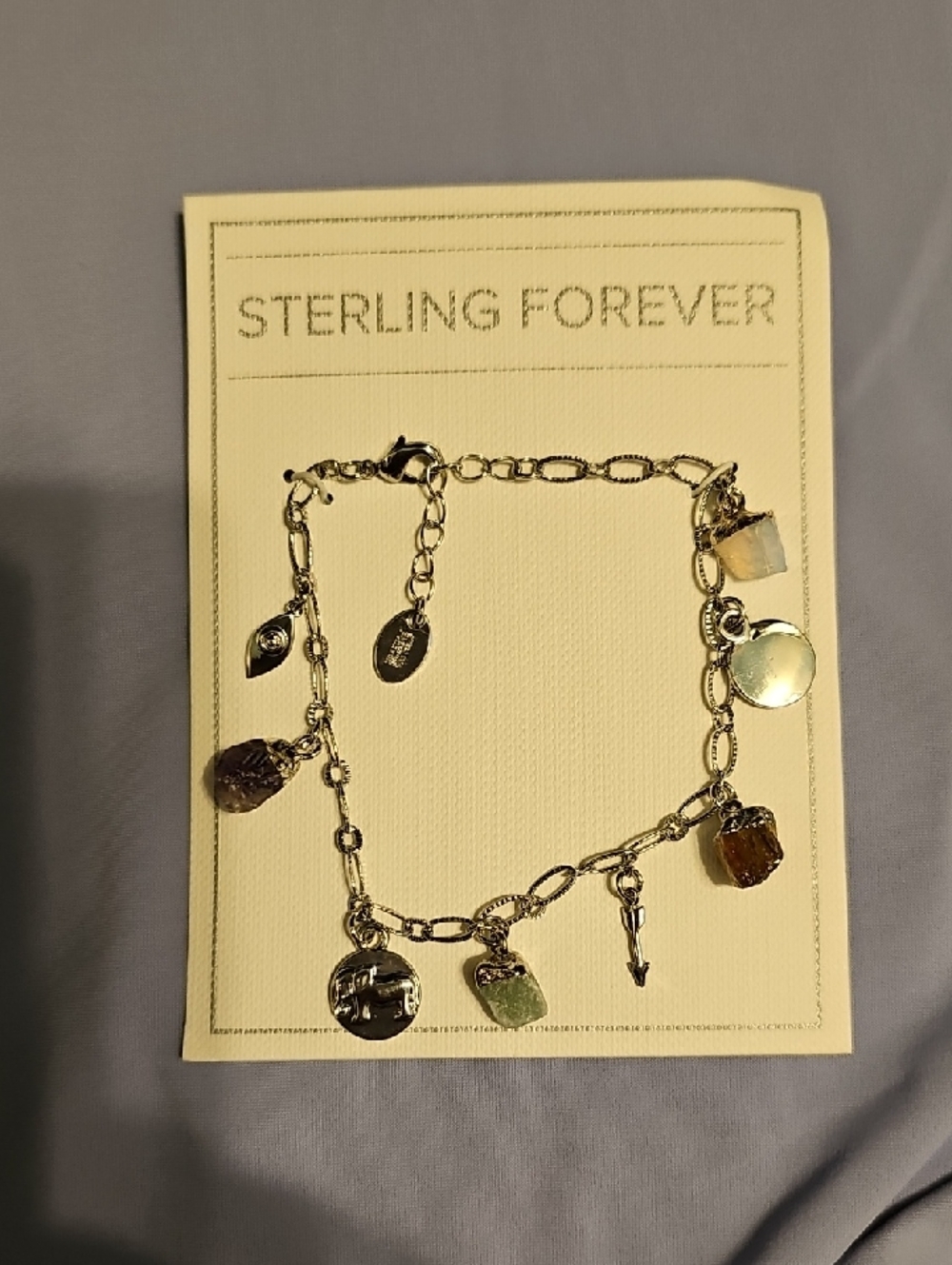 🆕️ Silver Charm Bracelet with Multicolor Stone Charms